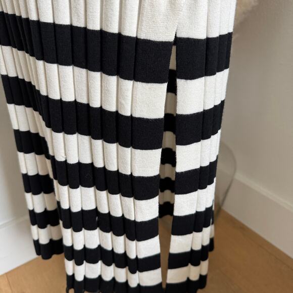 A New Day Black Cream Striped Ribbed Knit Pencil Maxi Skirt NEW Small - Picture 5 of 8